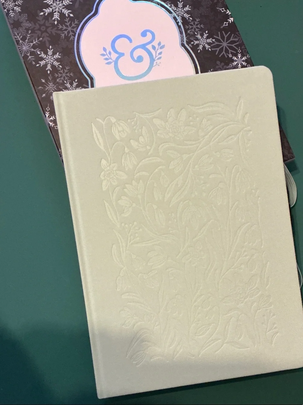 Embossed Floral Hardcover Notebook in pale blue